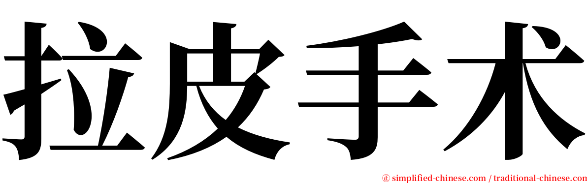 拉皮手术 serif font