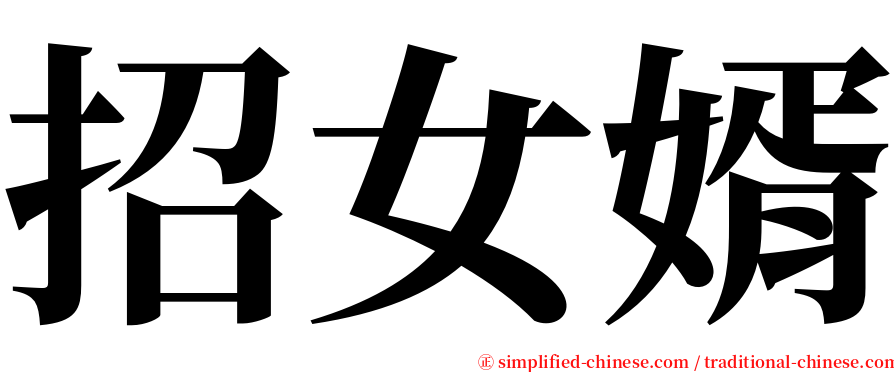 招女婿 serif font