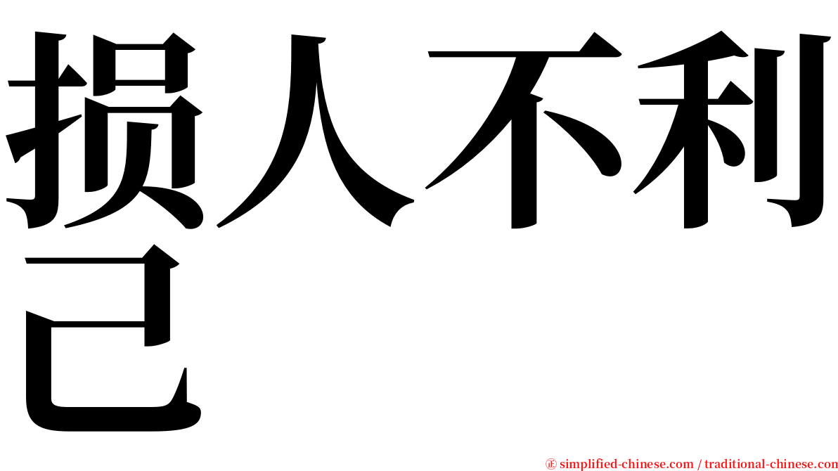 损人不利己 serif font