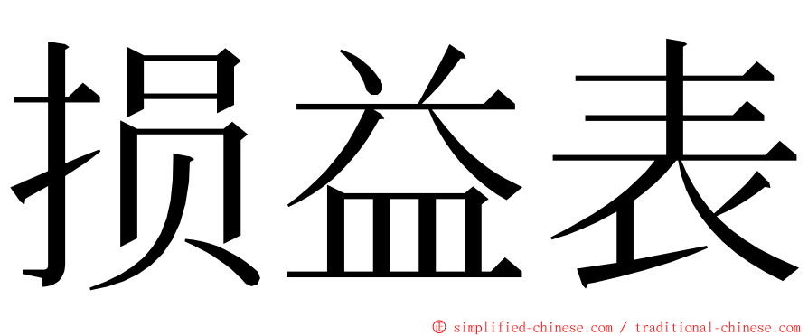 损益表 ming font