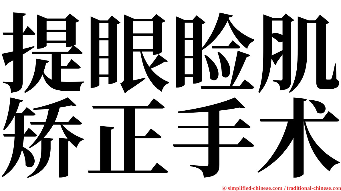 提眼睑肌矫正手术 serif font