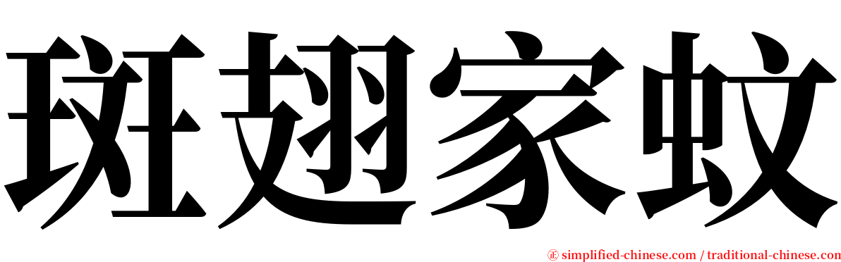 斑翅家蚊 serif font