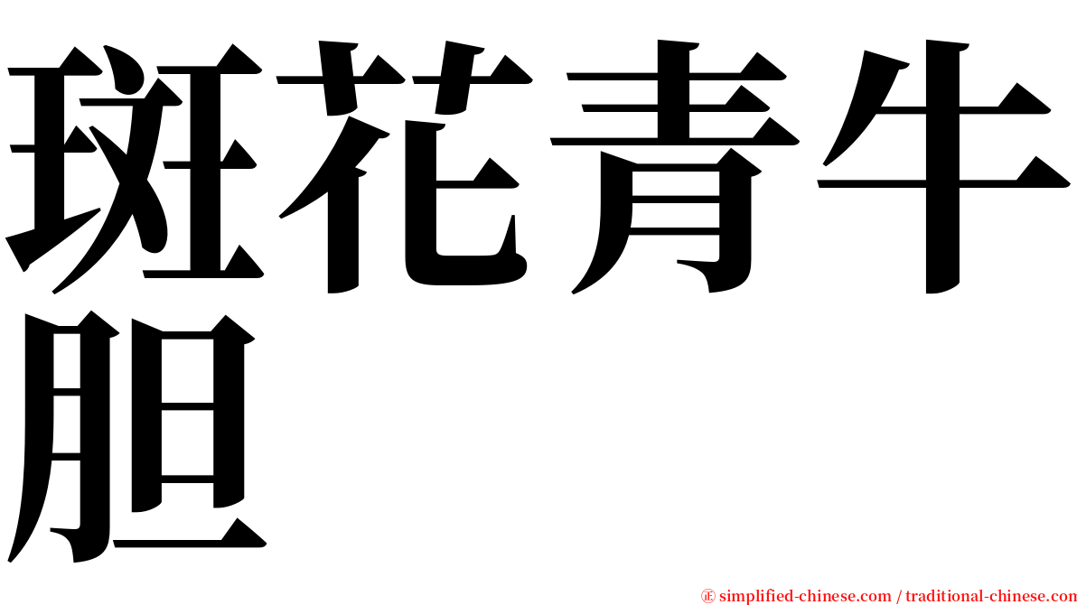 斑花青牛胆 serif font