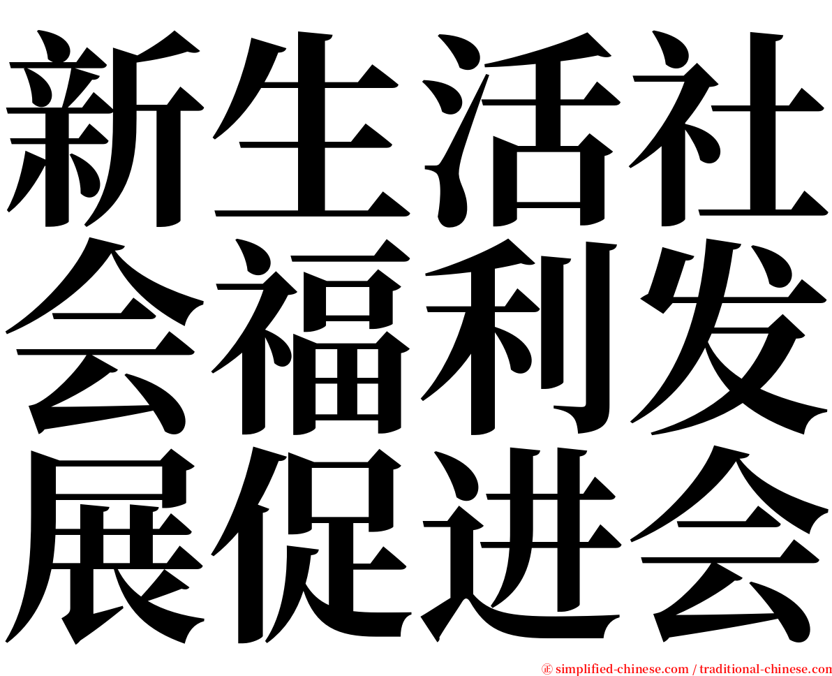 新生活社会福利发展促进会 serif font