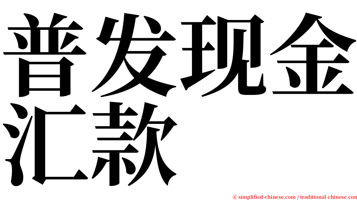 普发现金汇款 serif font