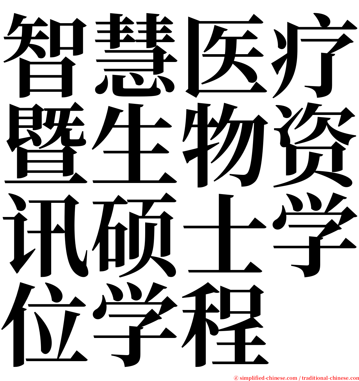 智慧医疗暨生物资讯硕士学位学程 serif font