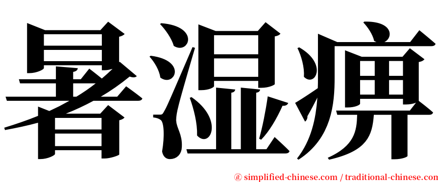 暑湿痹 serif font