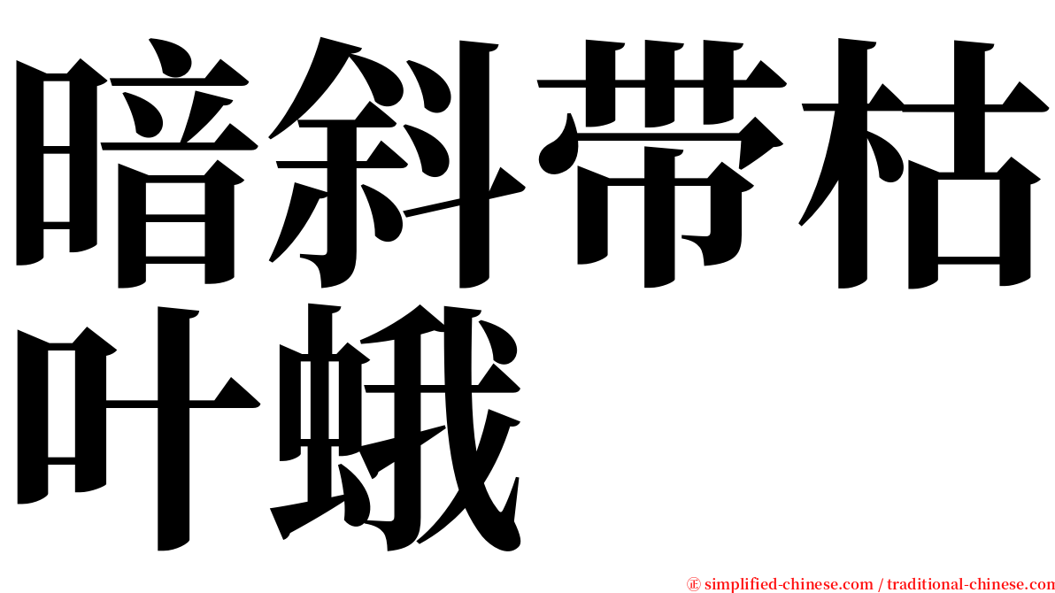 暗斜带枯叶蛾 serif font