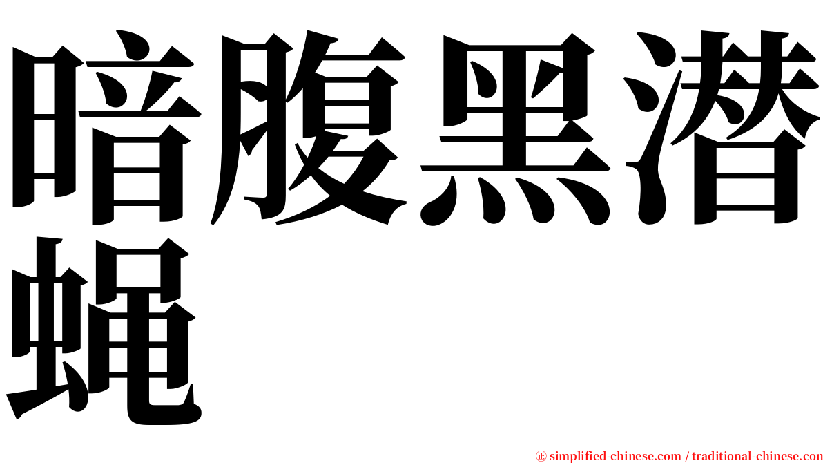 暗腹黑潜蝇 serif font