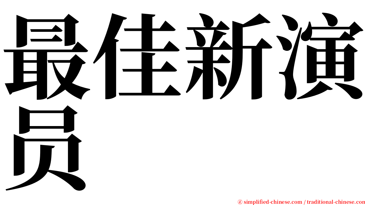 最佳新演员 serif font