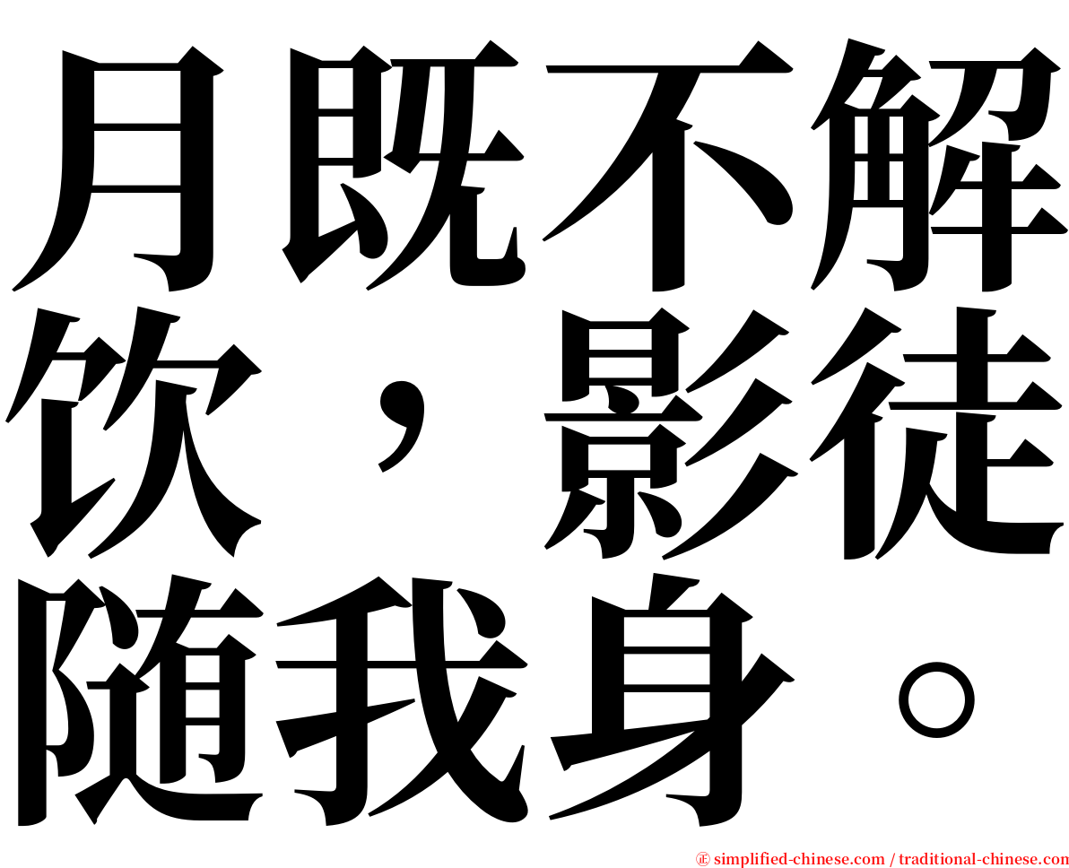 月既不解饮，影徒随我身。 serif font