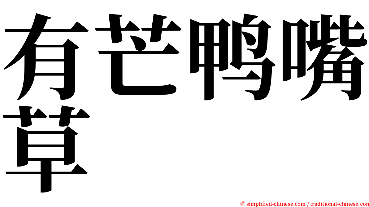 有芒鸭嘴草 serif font