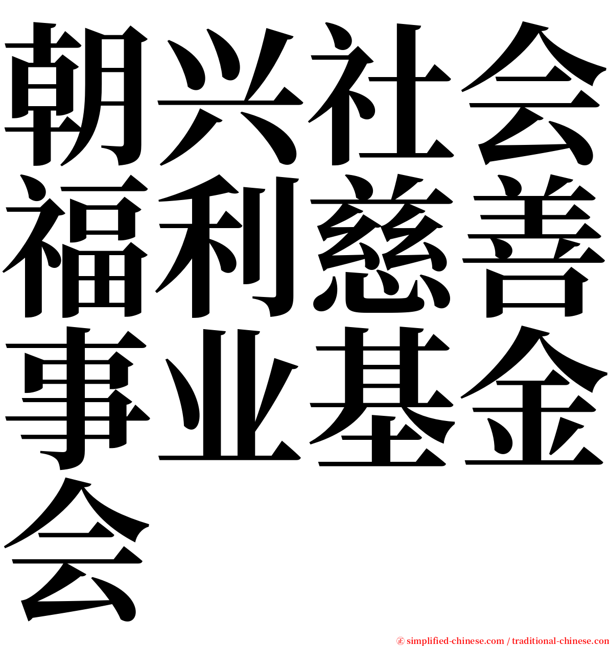 朝兴社会福利慈善事业基金会 serif font