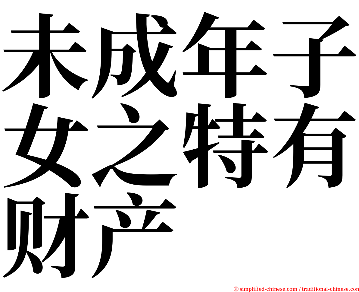 未成年子女之特有财产 serif font