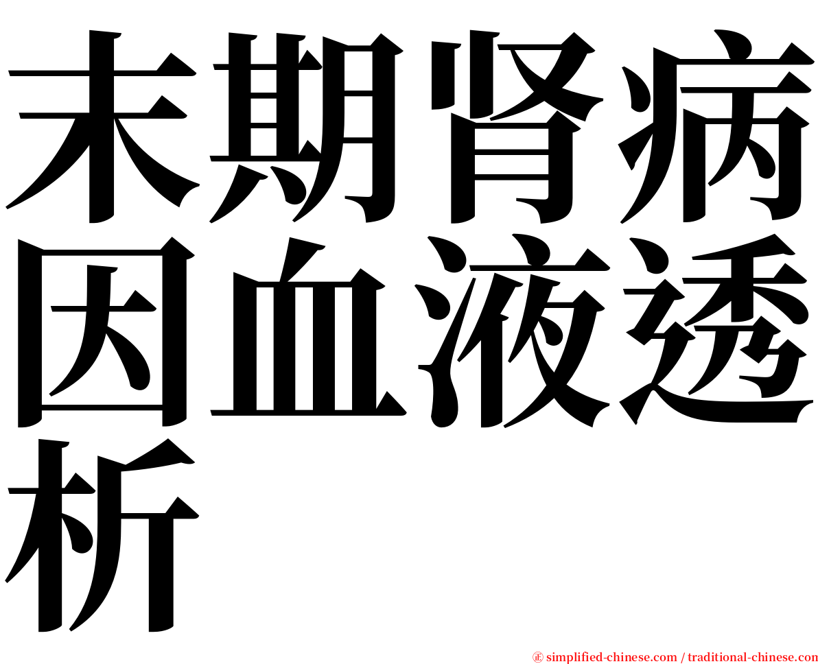 末期肾病因血液透析 serif font