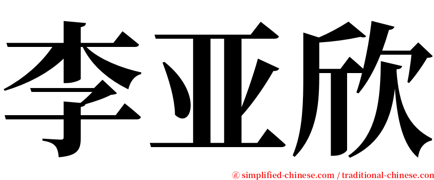 李亚欣 serif font