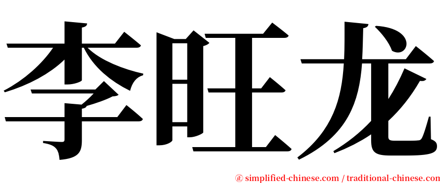 李旺龙 serif font