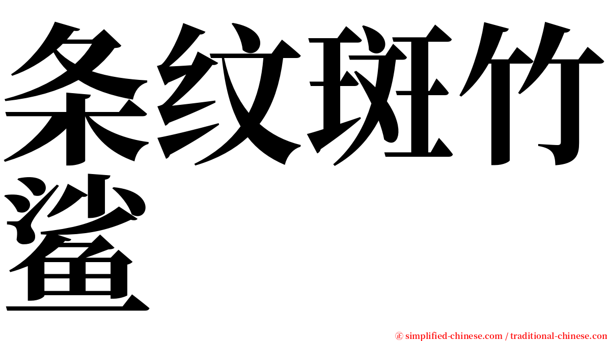 条纹斑竹鲨 serif font