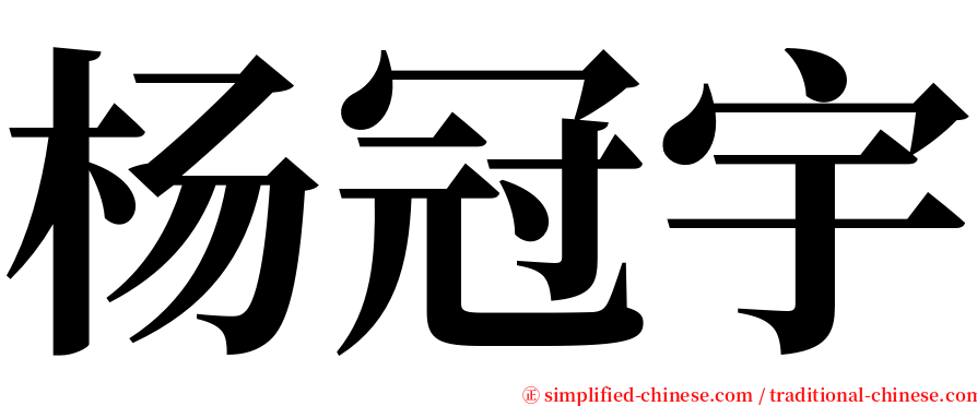 杨冠宇 serif font