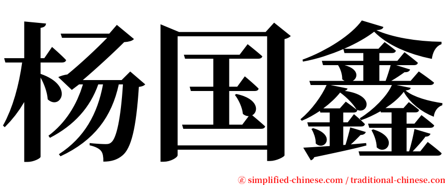 杨国鑫 serif font