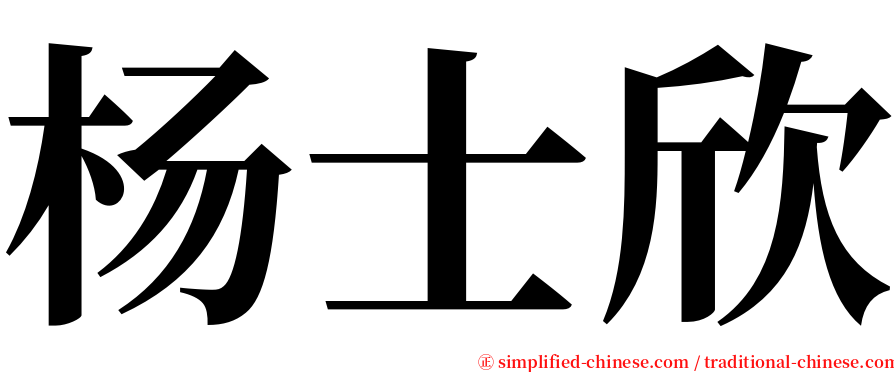 杨士欣 serif font