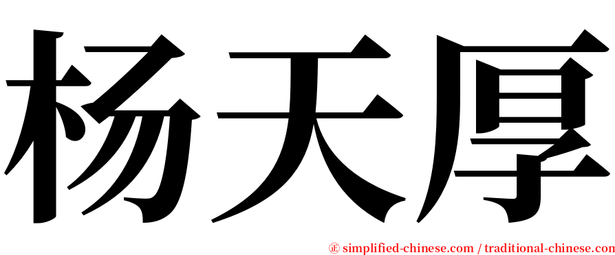 杨天厚 serif font