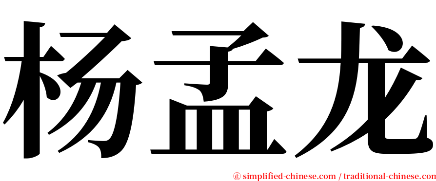 杨孟龙 serif font