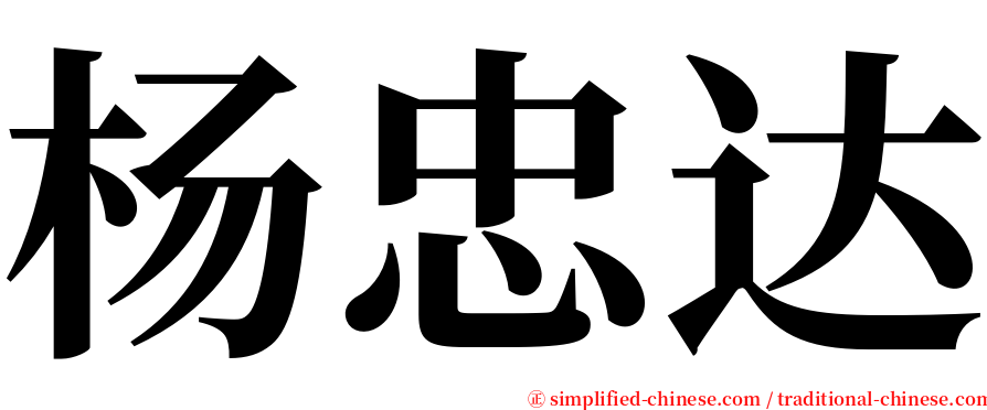 杨忠达 serif font