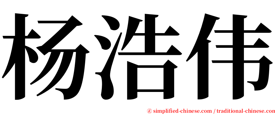 杨浩伟 serif font