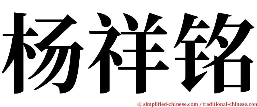 杨祥铭 serif font