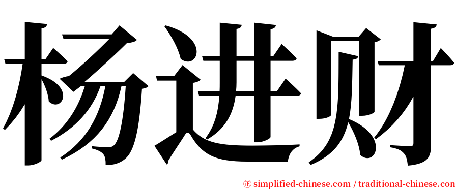 杨进财 serif font