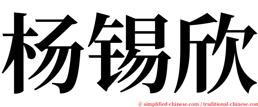 杨锡欣 serif font