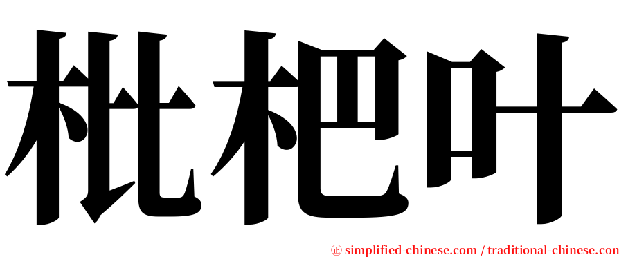 枇杷叶 serif font