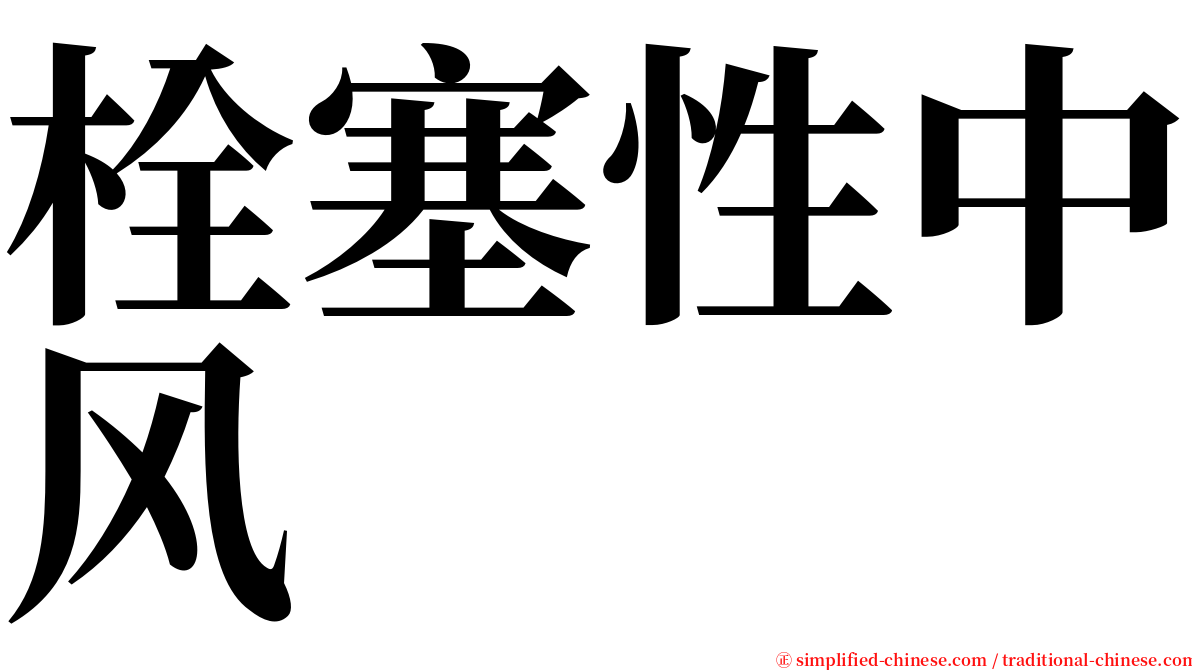 栓塞性中风 serif font