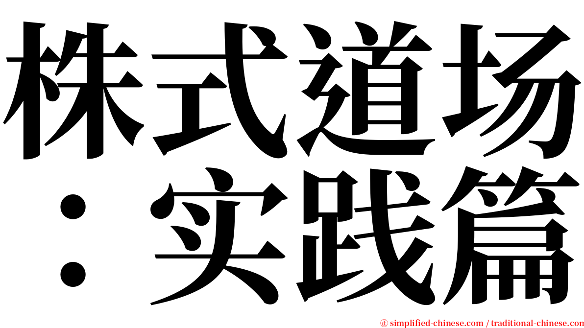 株式道场：实践篇 serif font