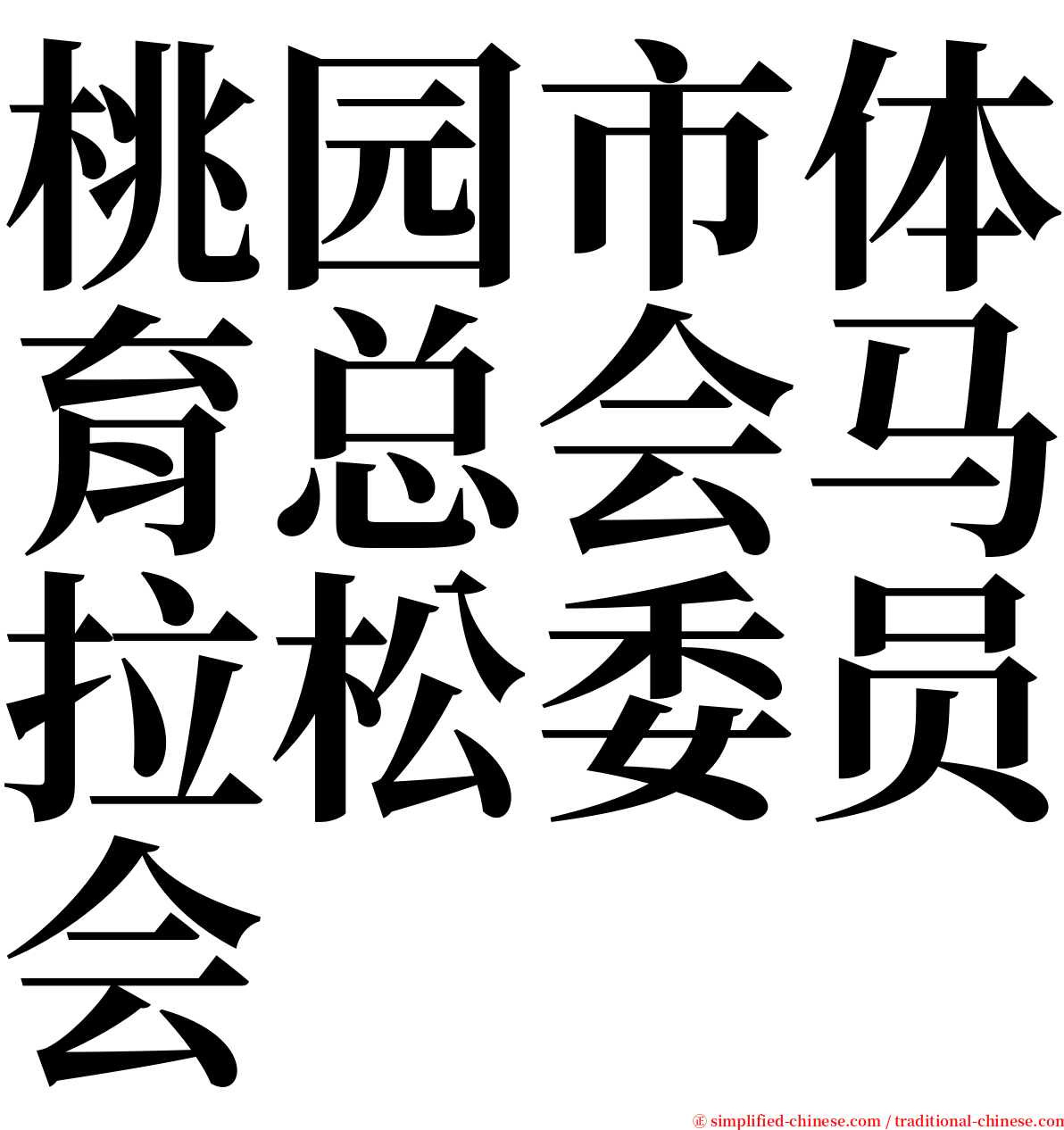 桃园市体育总会马拉松委员会 serif font