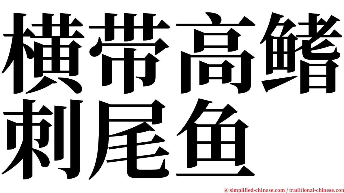 横带高鳍刺尾鱼 serif font