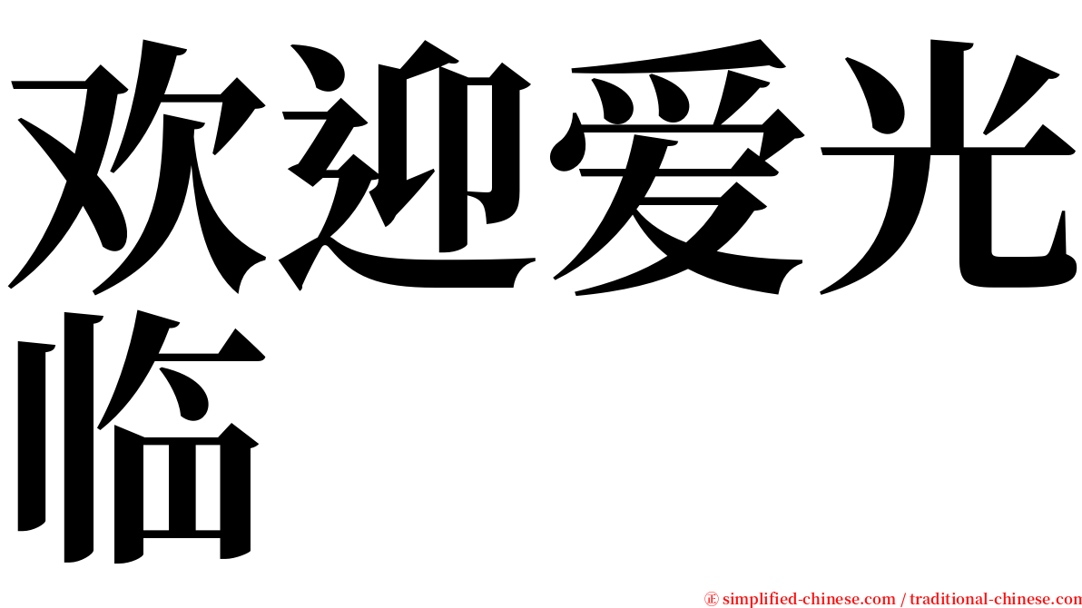 欢迎爱光临 serif font