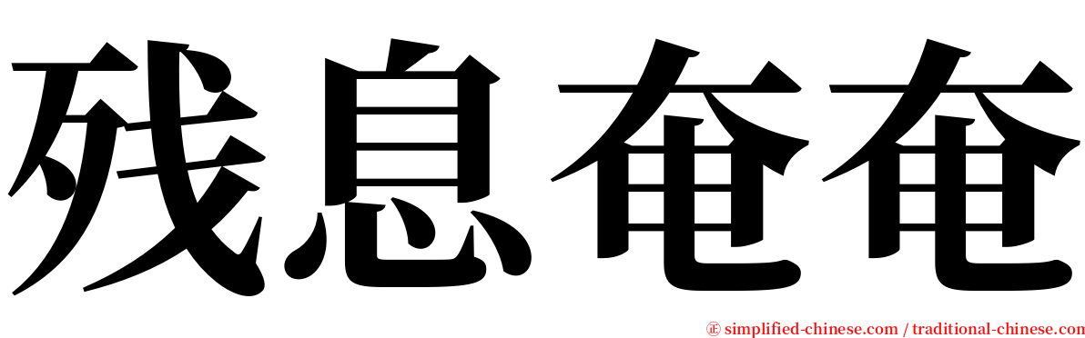 残息奄奄 serif font