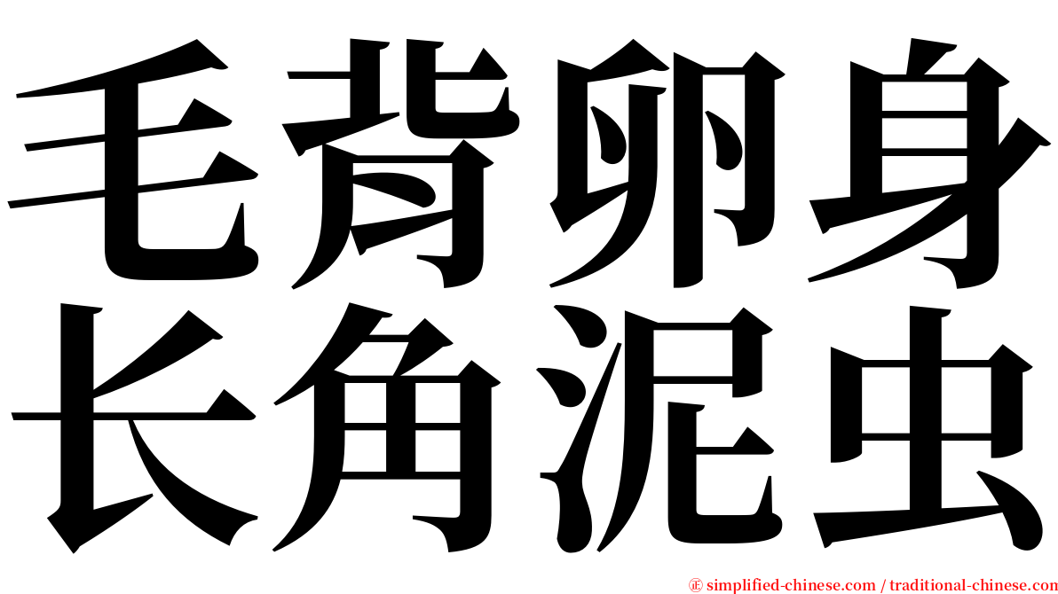 毛背卵身长角泥虫 serif font