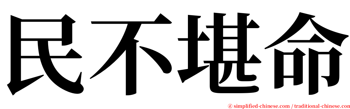 民不堪命 serif font