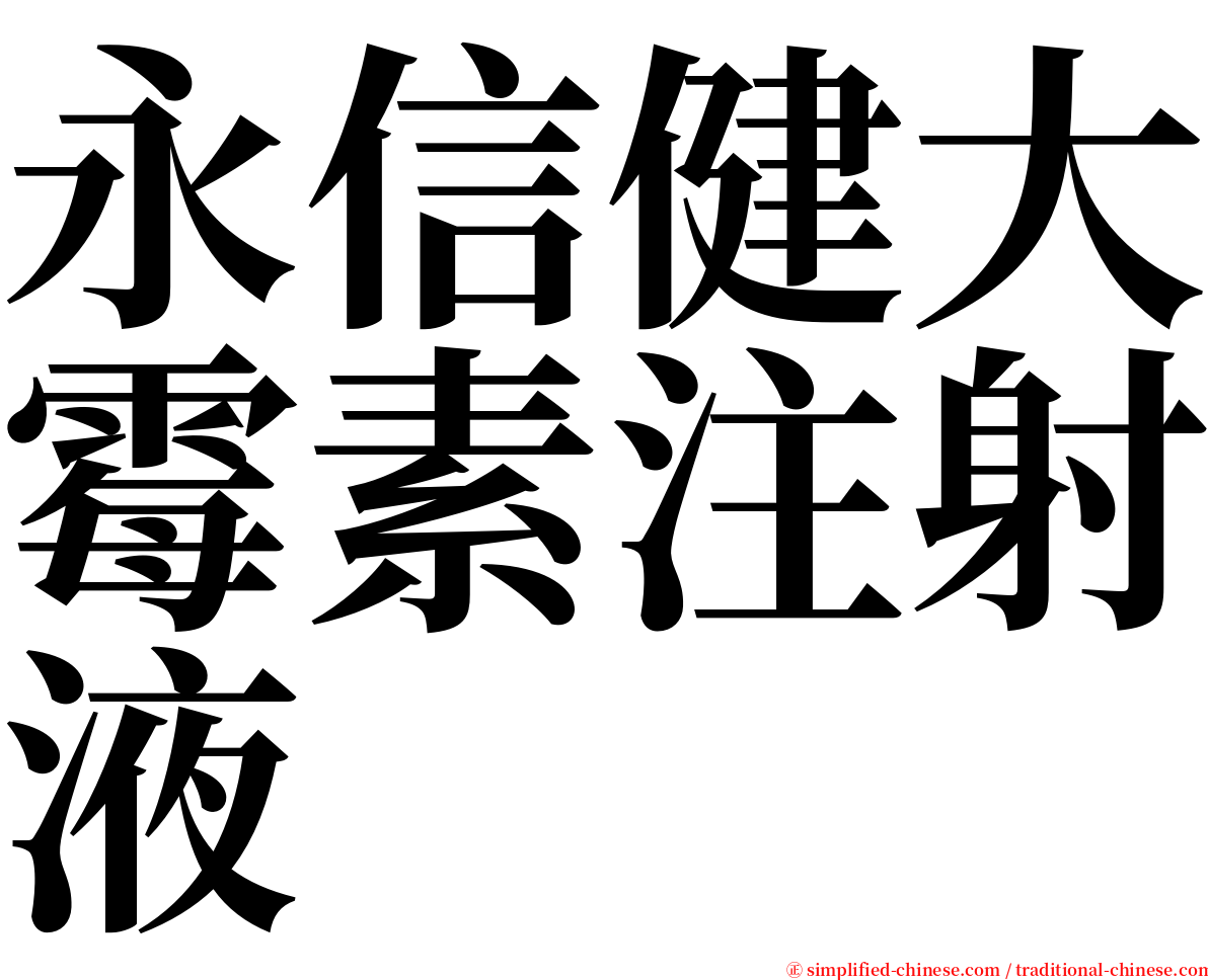 永信健大霉素注射液 serif font