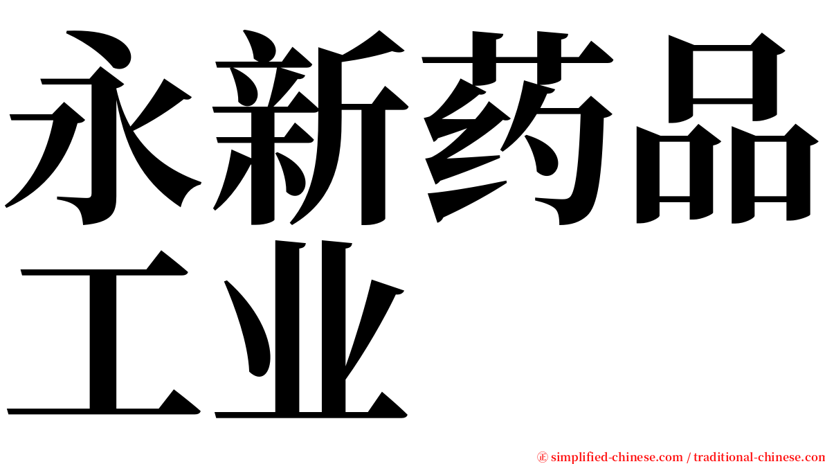 永新药品工业 serif font