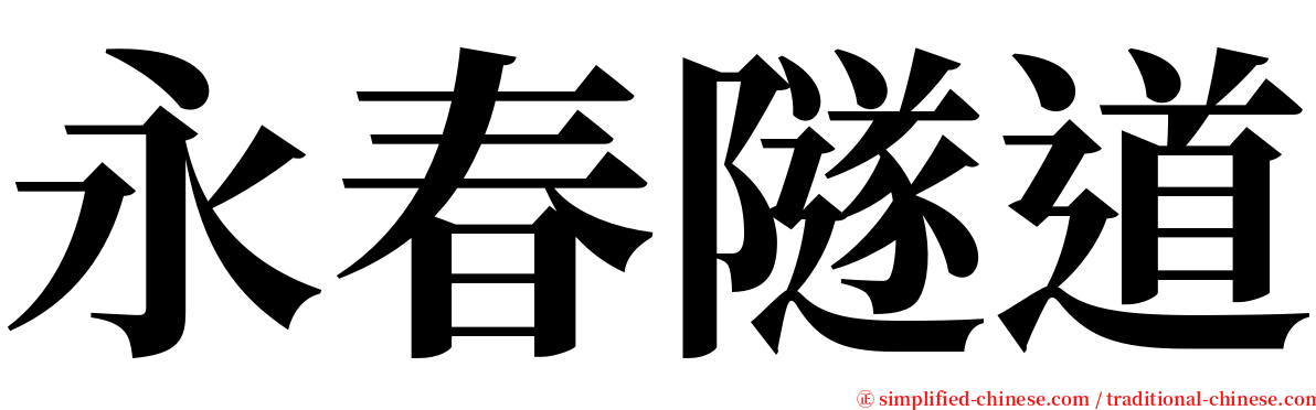 永春隧道 serif font