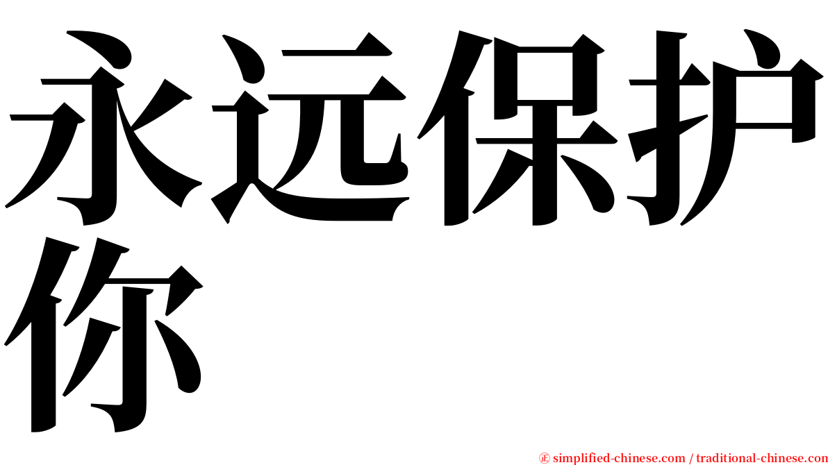 永远保护你 serif font