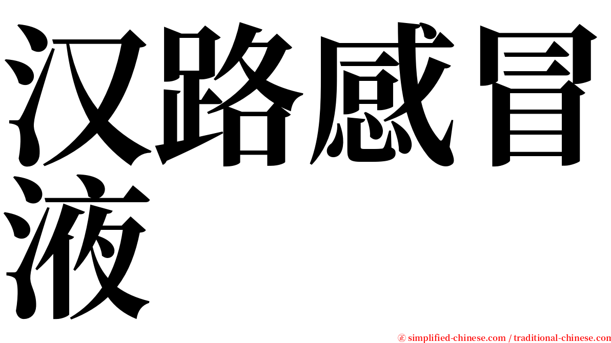 汉路感冒液 serif font