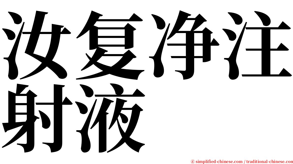 汝复净注射液 serif font