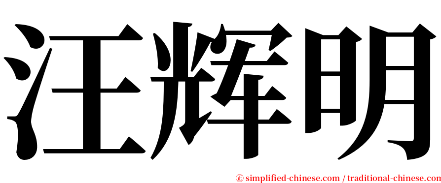 汪辉明 serif font