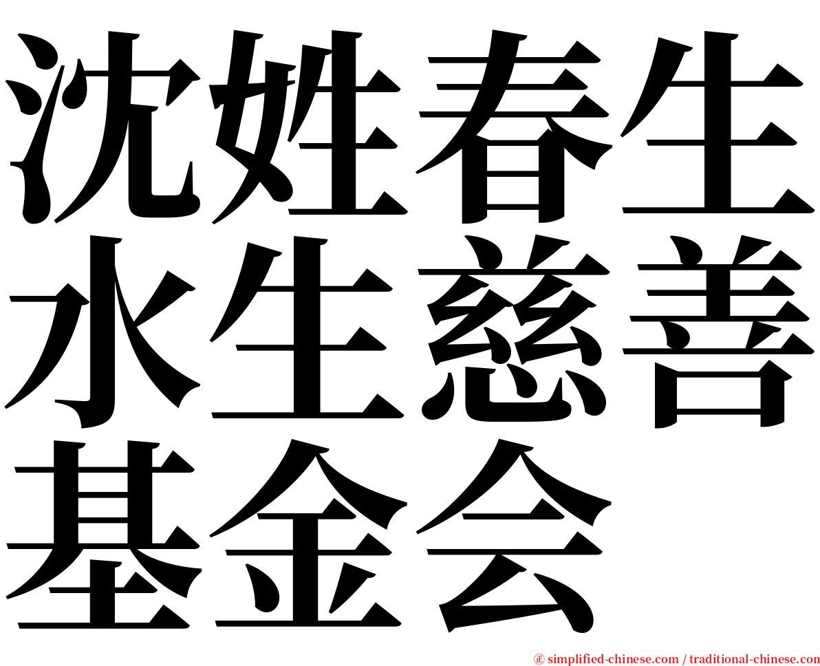 沈姓春生水生慈善基金会 serif font