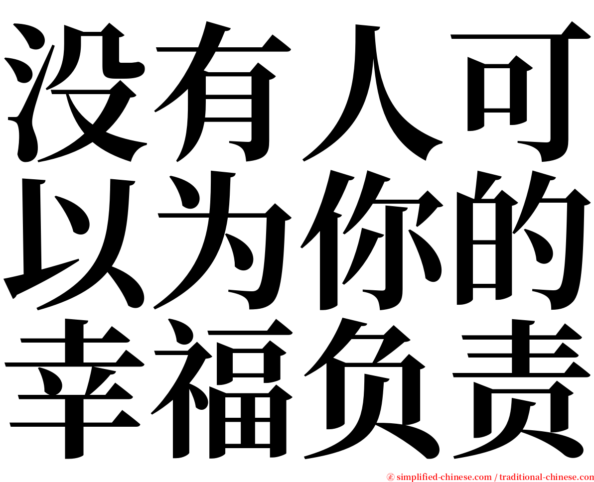 没有人可以为你的幸福负责 serif font